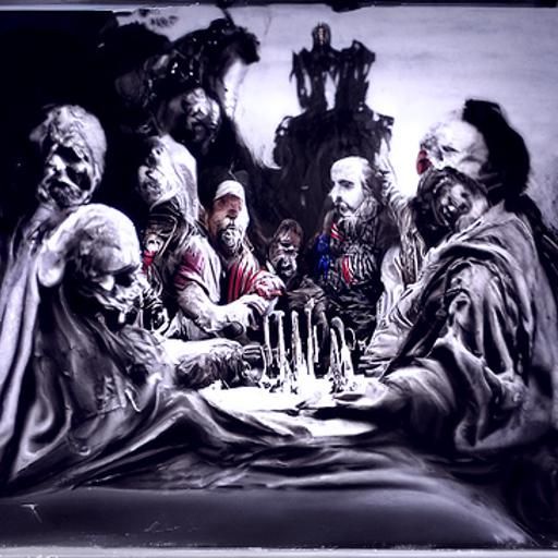 Evil Last Supper in Biblical Horror Style
