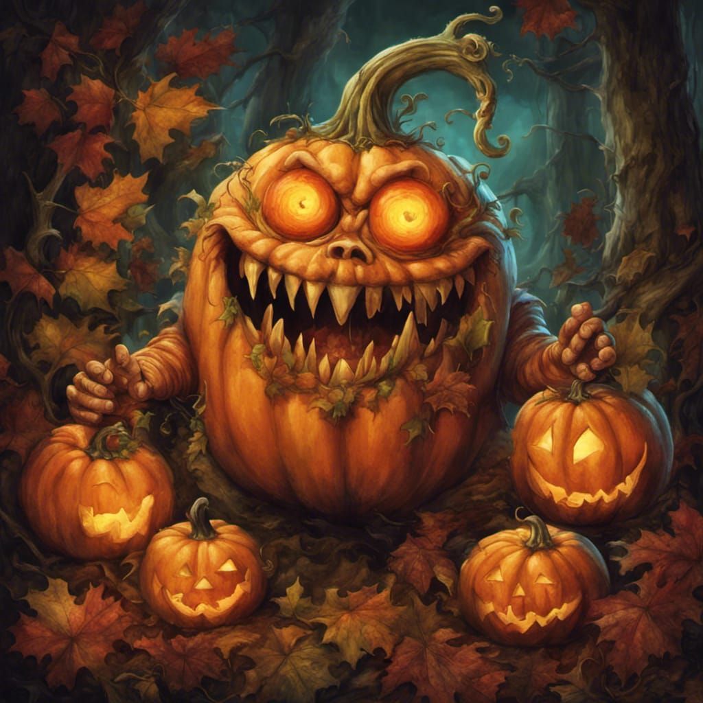 Halloween Pumpkin Monster with Playful Candle Eyes