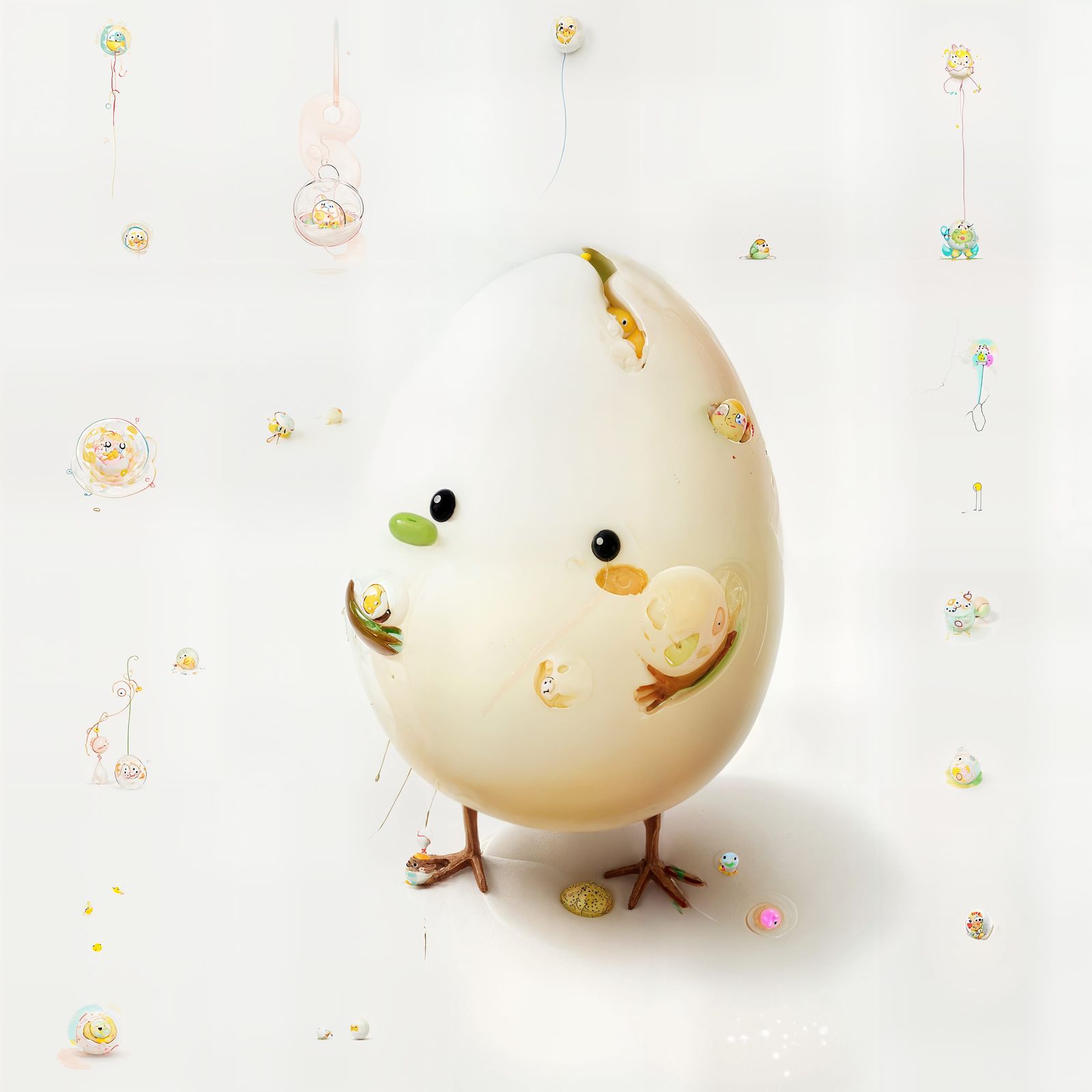 Cute Baby Egg Emerges with Broken Shell