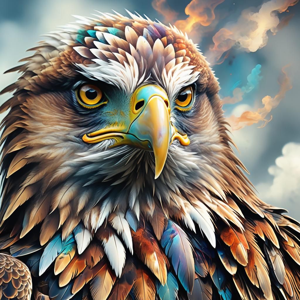 Majestic Eagle Portrait in Magical Realism Style