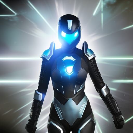 Cyberpunk Woman in Blue Armor Concept Art