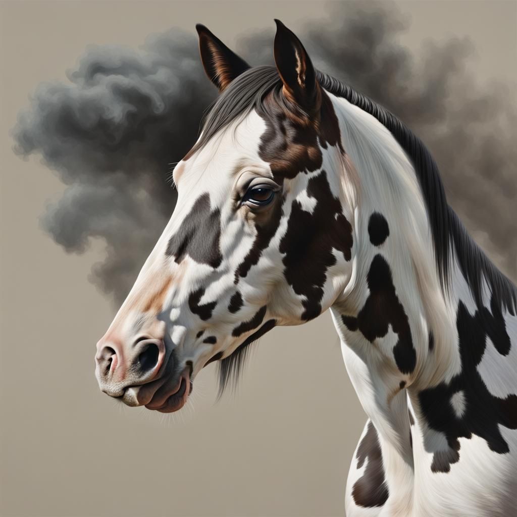 GRAY AND WHITE PAINT HORSE 1