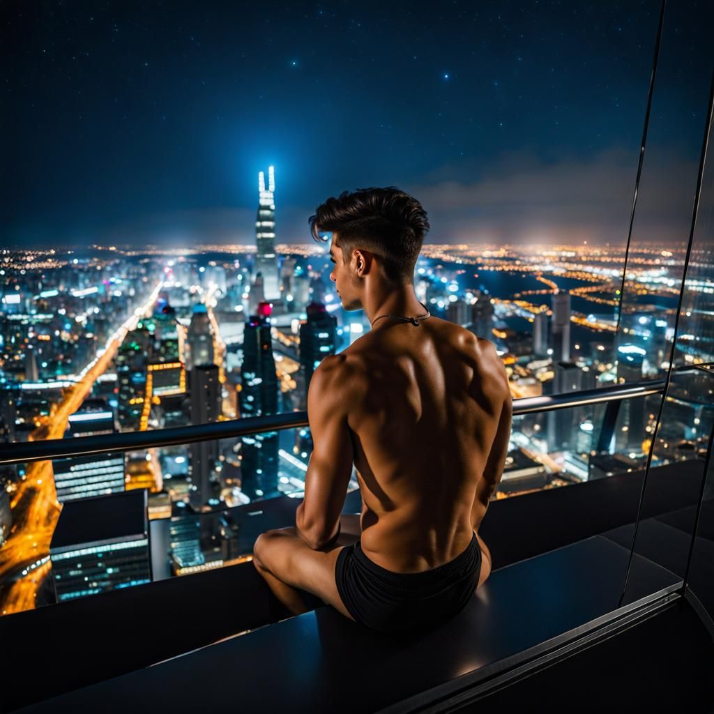 Night Watch: Young Man Above Cityscape