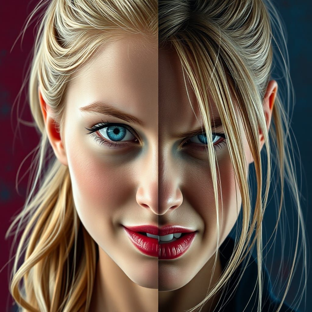 Dual Portrait: Expressive Study in Contrasting Emotions