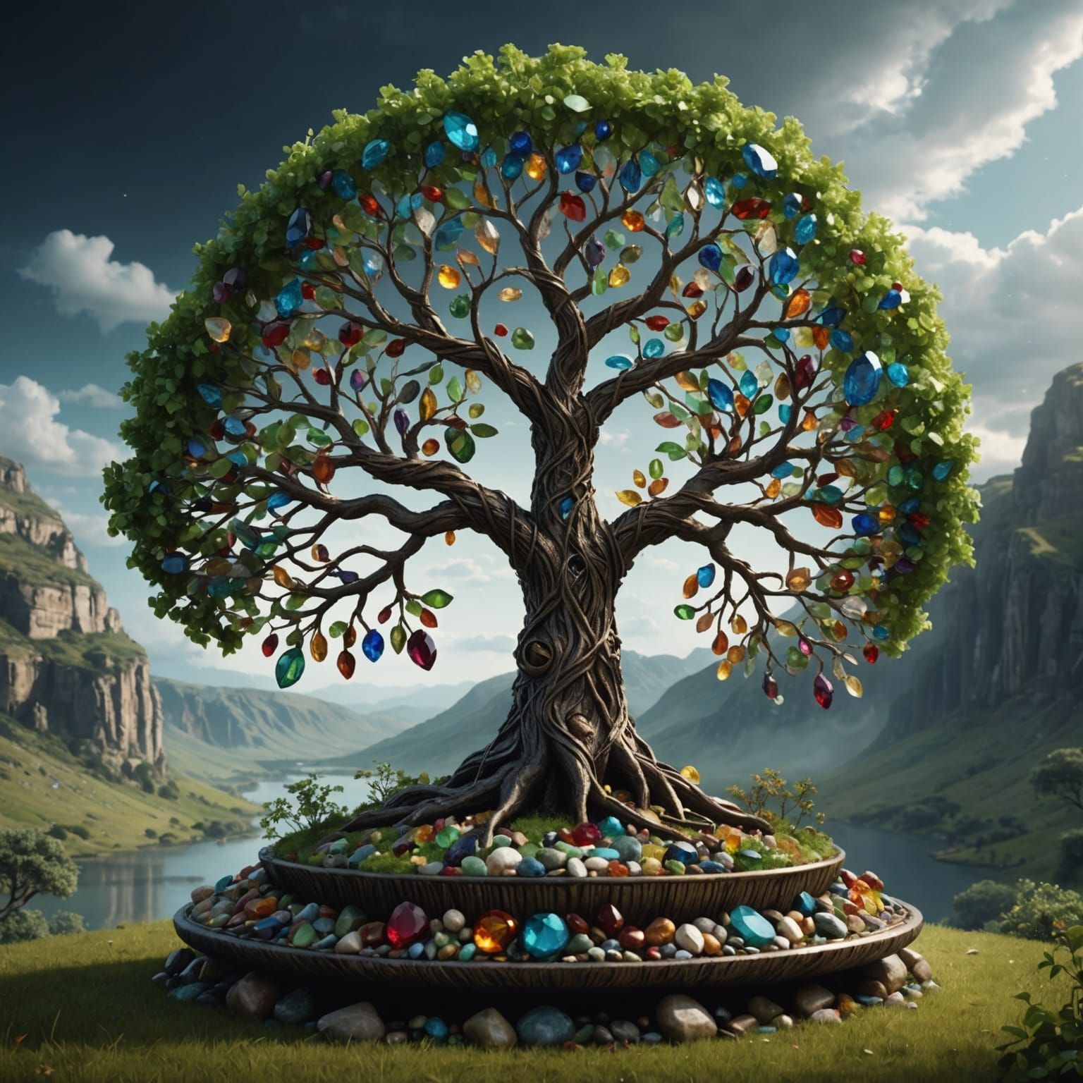 Gemstone Tree of Life: Digital Matte Painting