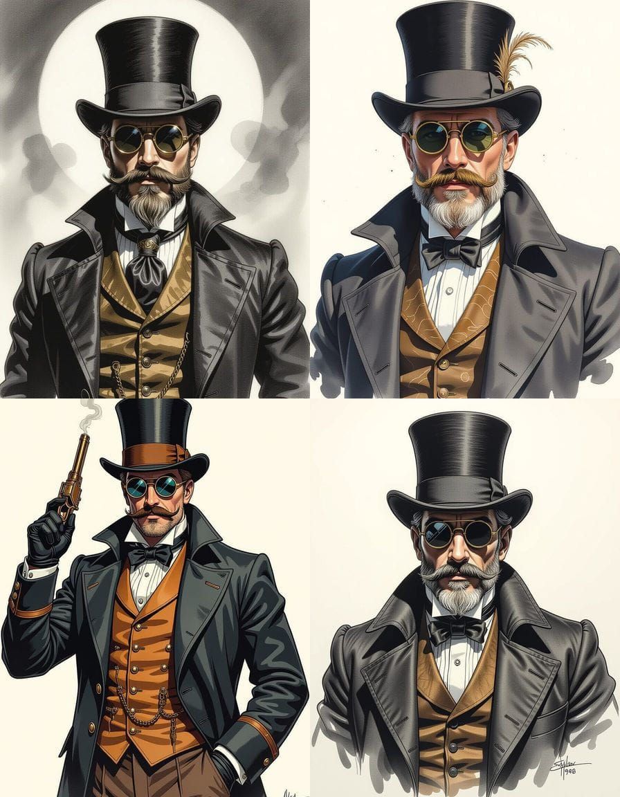 Steampunk Gentleman with Top Hat, Monocle, and Sunglasses