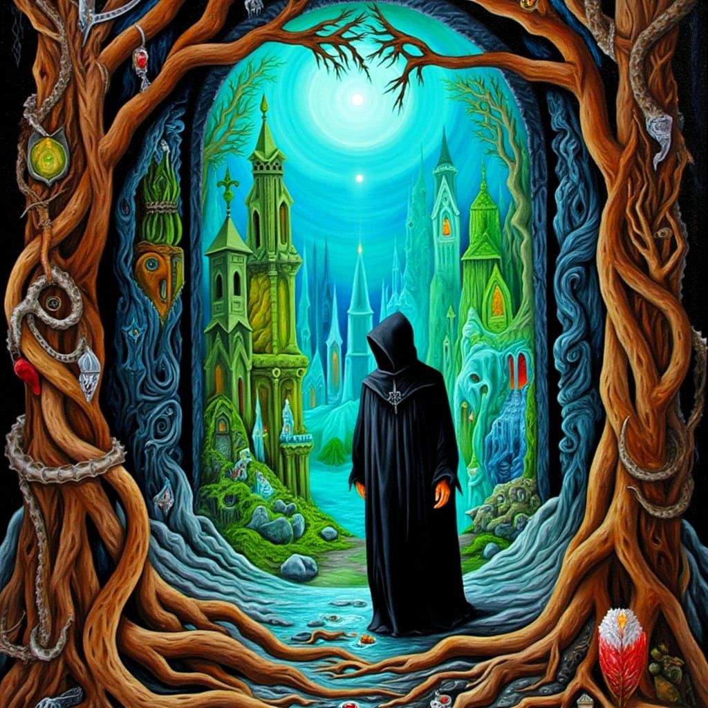 Surreal Gate to Bioluminescent Realm