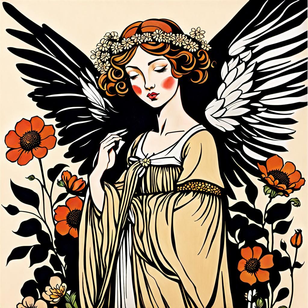 Floral Angel in Classical European Style