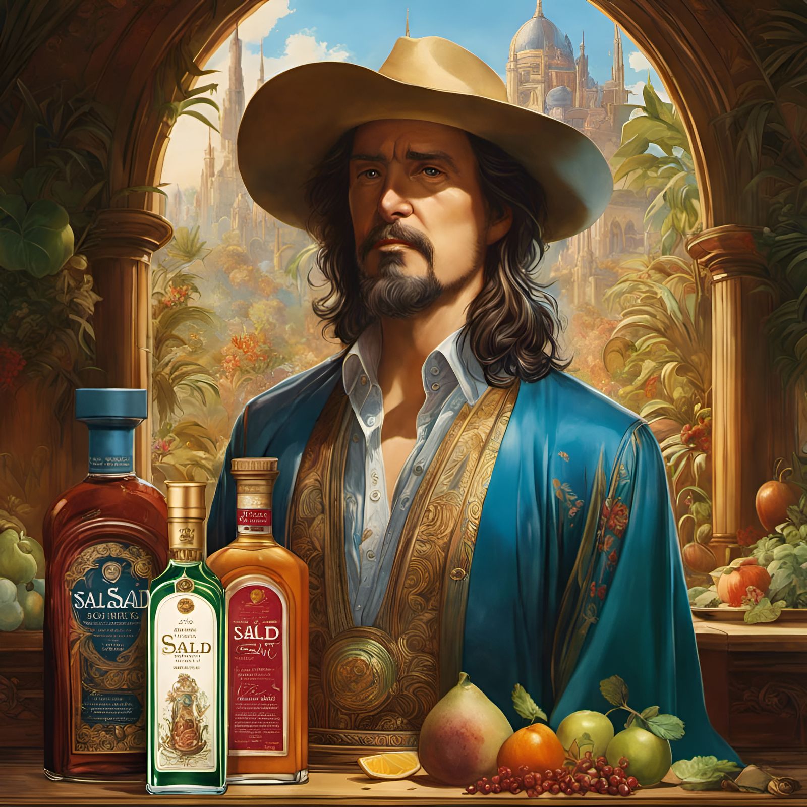 Salad Dressing Bottle Portrait in Renaissance Style