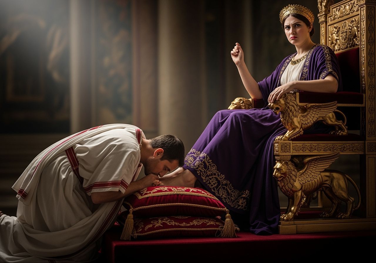 Roman Senator Pays Homage to Empress in Baroque Style