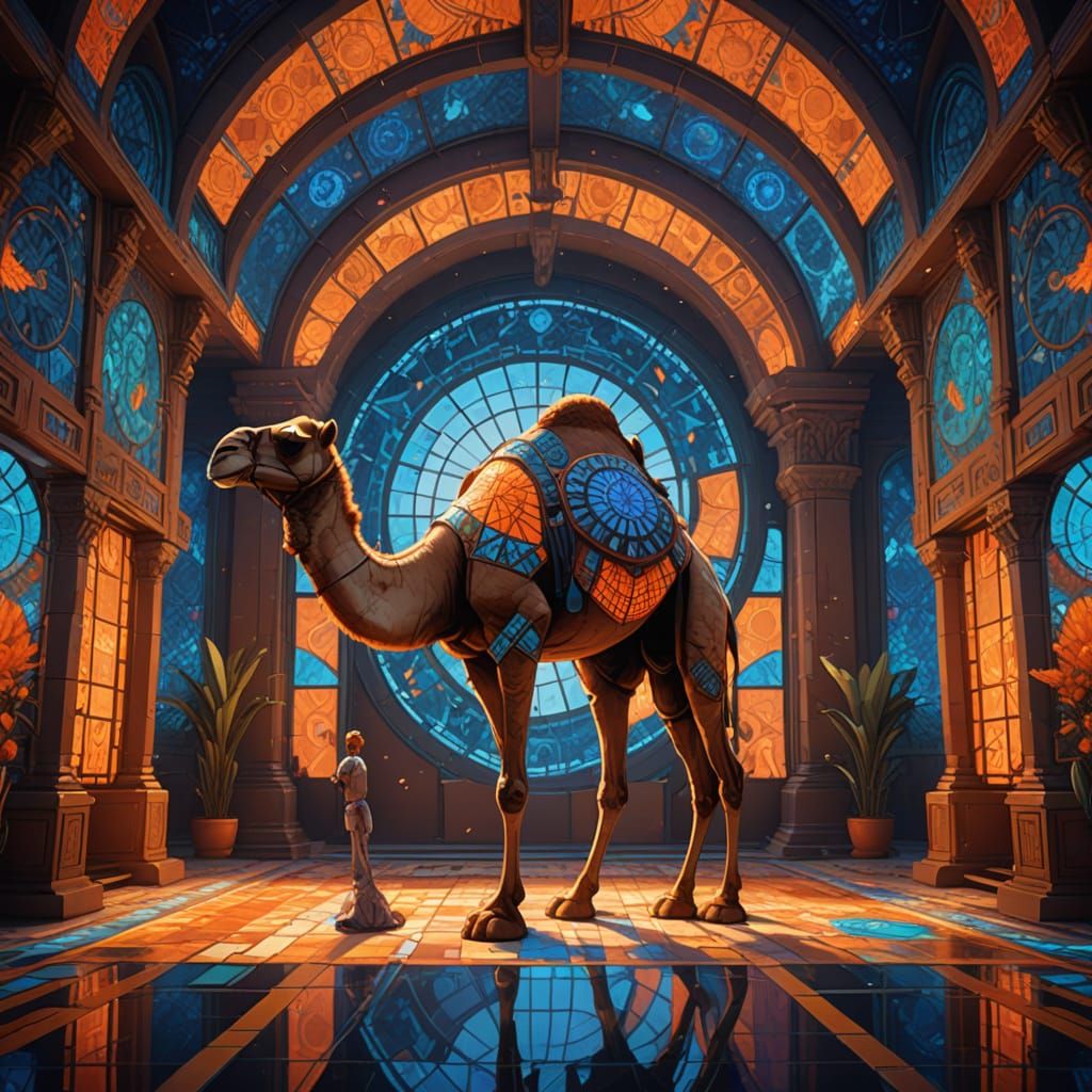 Symmetrical Chamber with Mirrored Mosaics and Camel