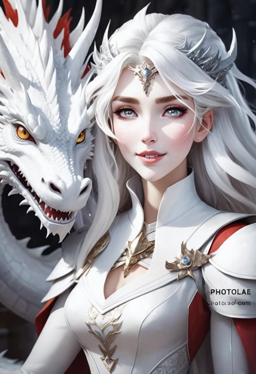 White Princess and Dragon in Ethereal Light