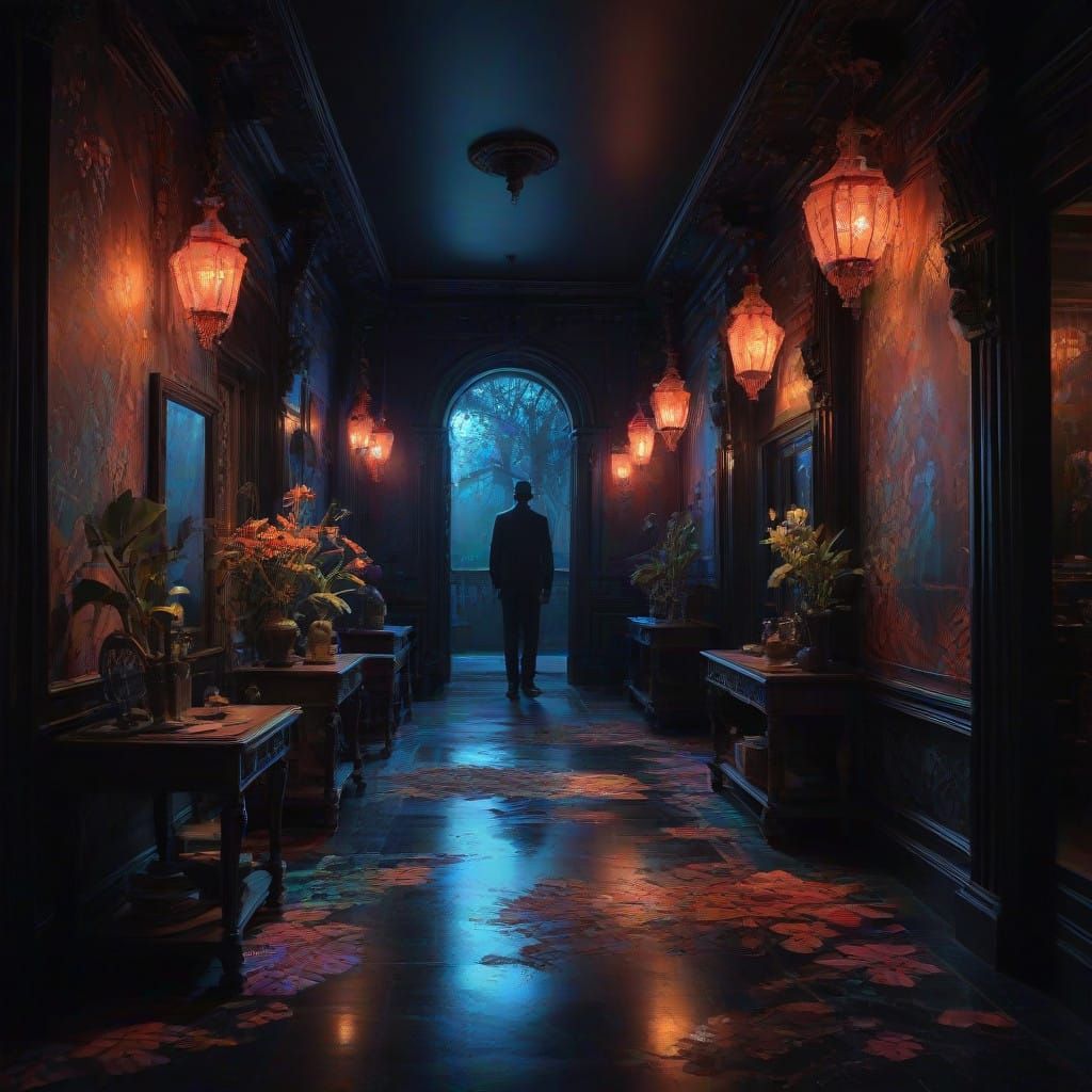 Ethereal Nocturnal Dreamscape in Vibrant, Neon Colors