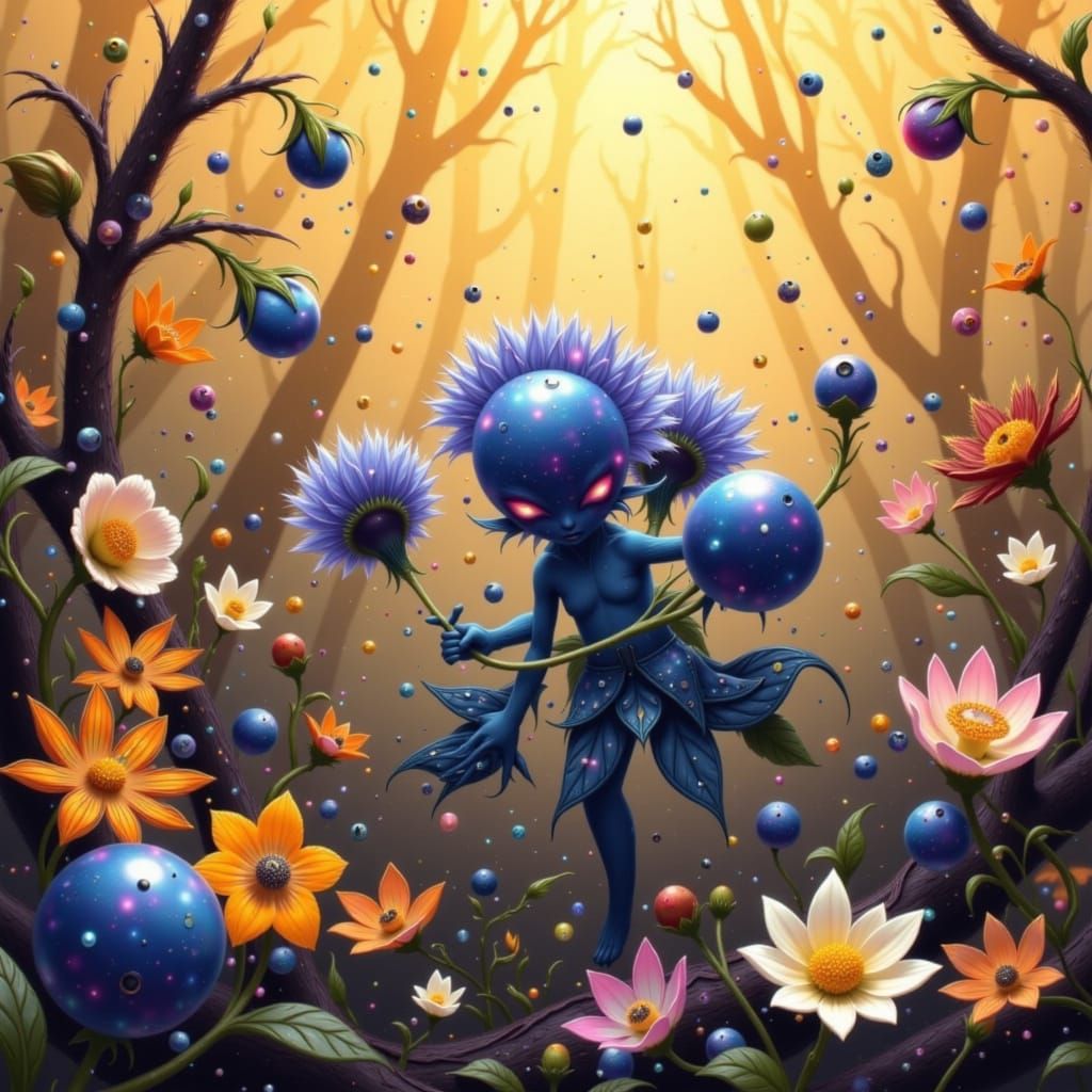 Blueberry in Sunshine: Whimsical Fantasy Art
