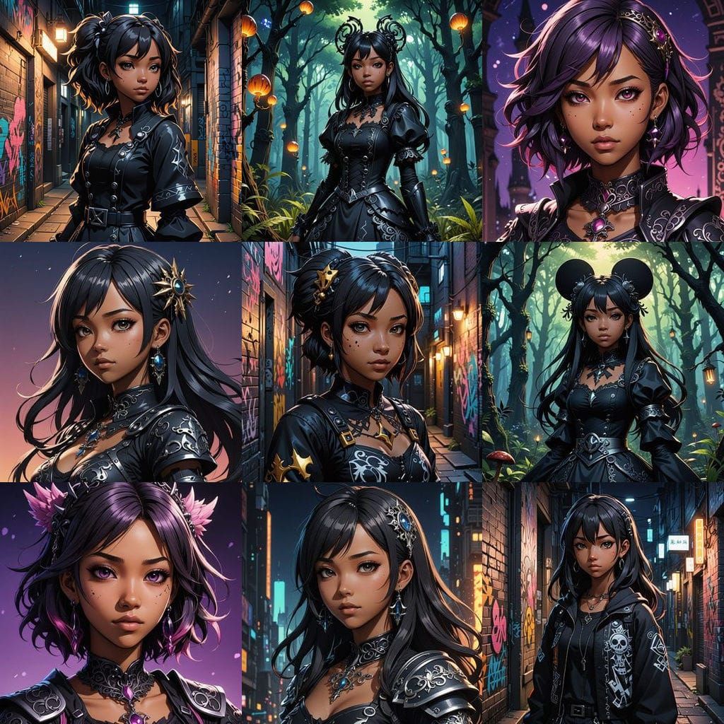 Gothic Blasian Teenage Girl in Anime-Inspired Kingdom Hearts...