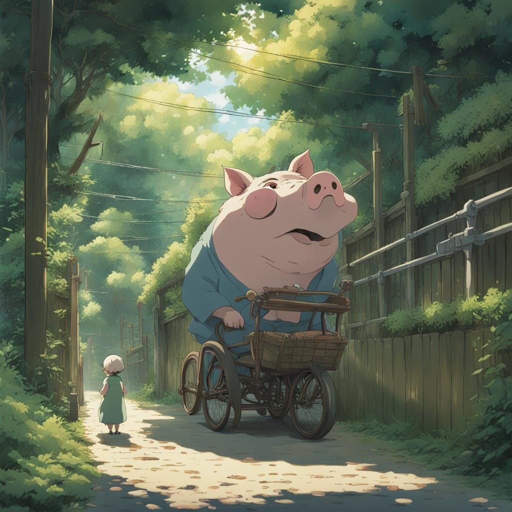 Hog Father in Studio Ghibli Anime Style