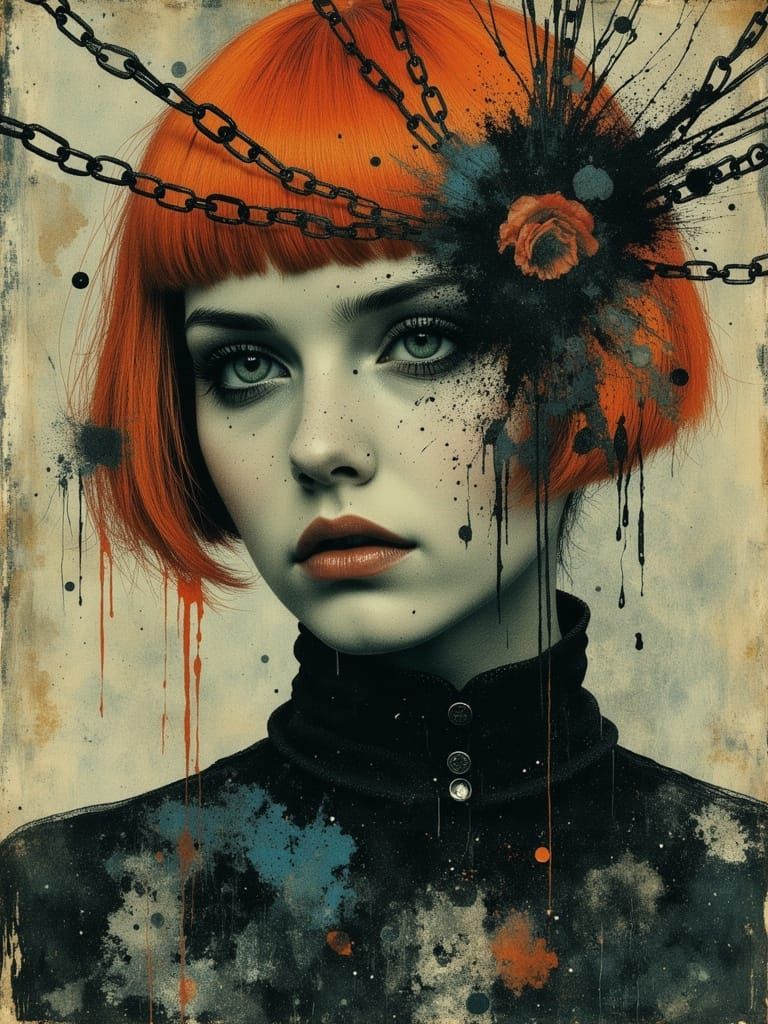 Gothic Portrait of Woman with Orange Hair