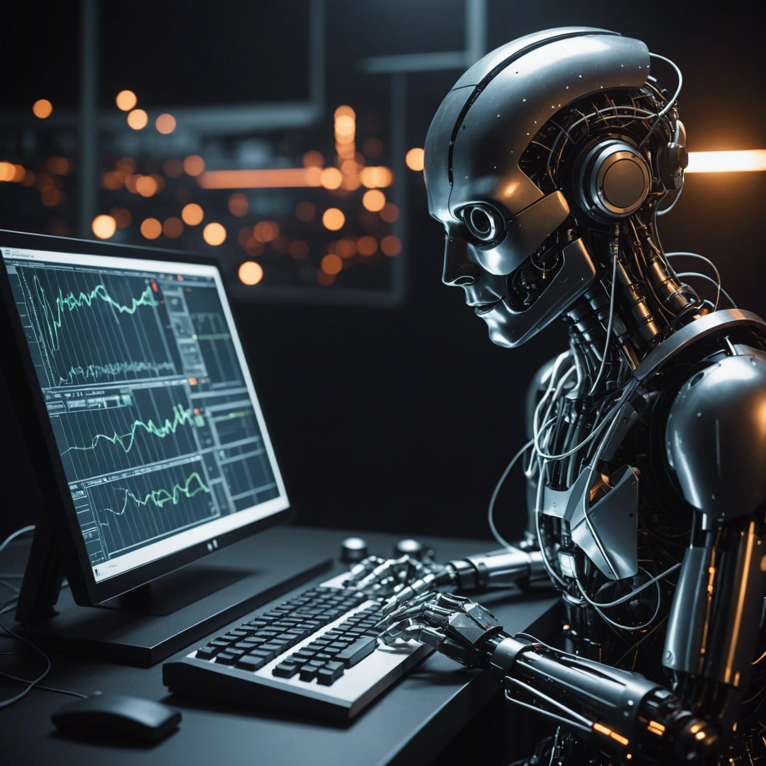 AI God Synthektor in Digital Utopia Style