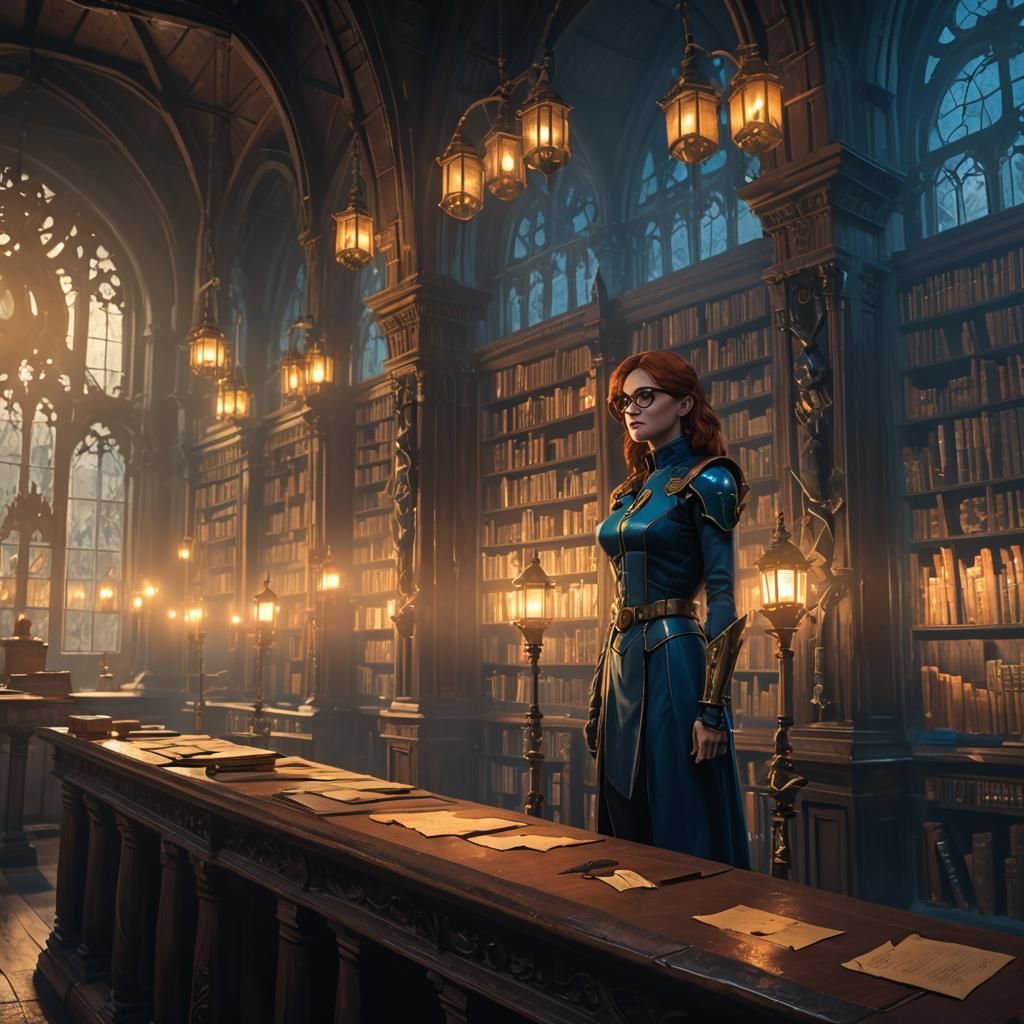 Barbara Gordon in Gothic Library Concept Art