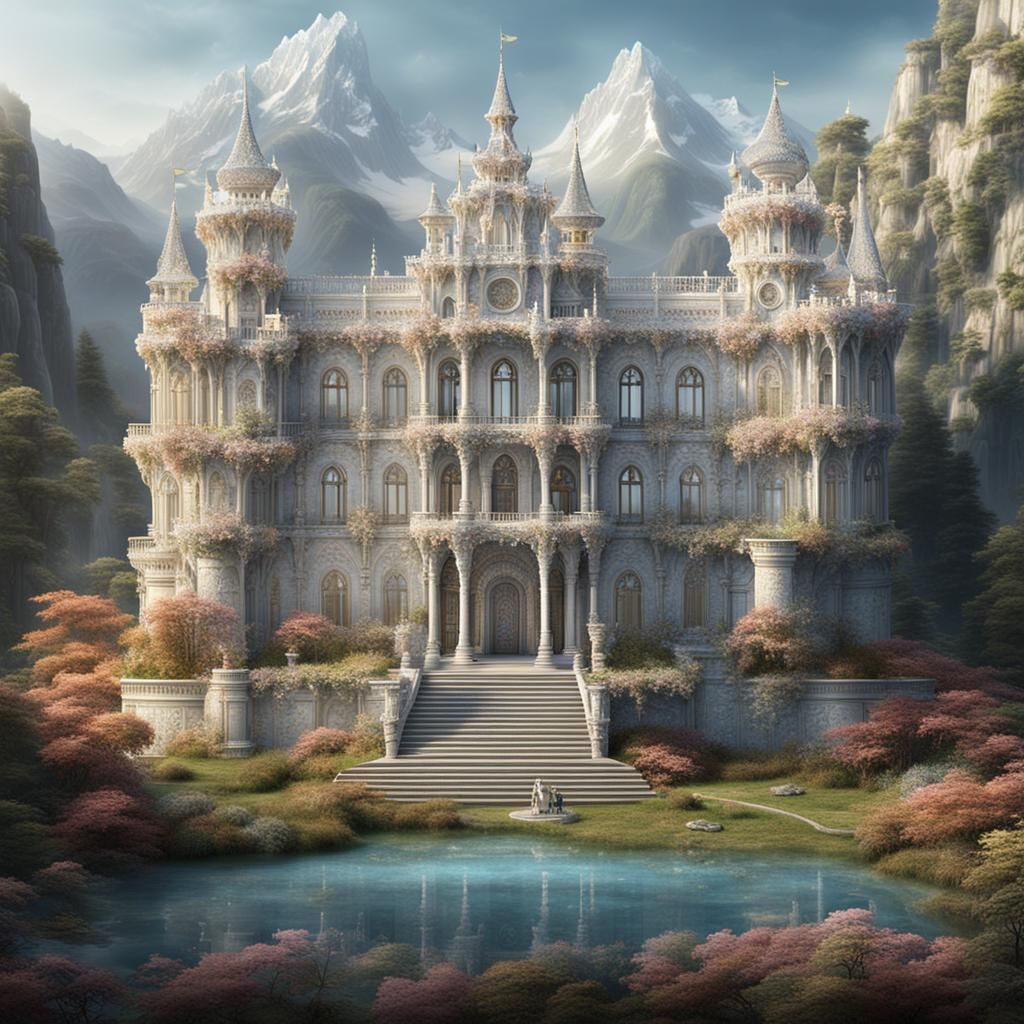 A Beautyful Castle Palazzo Made of Crystals, matte painting