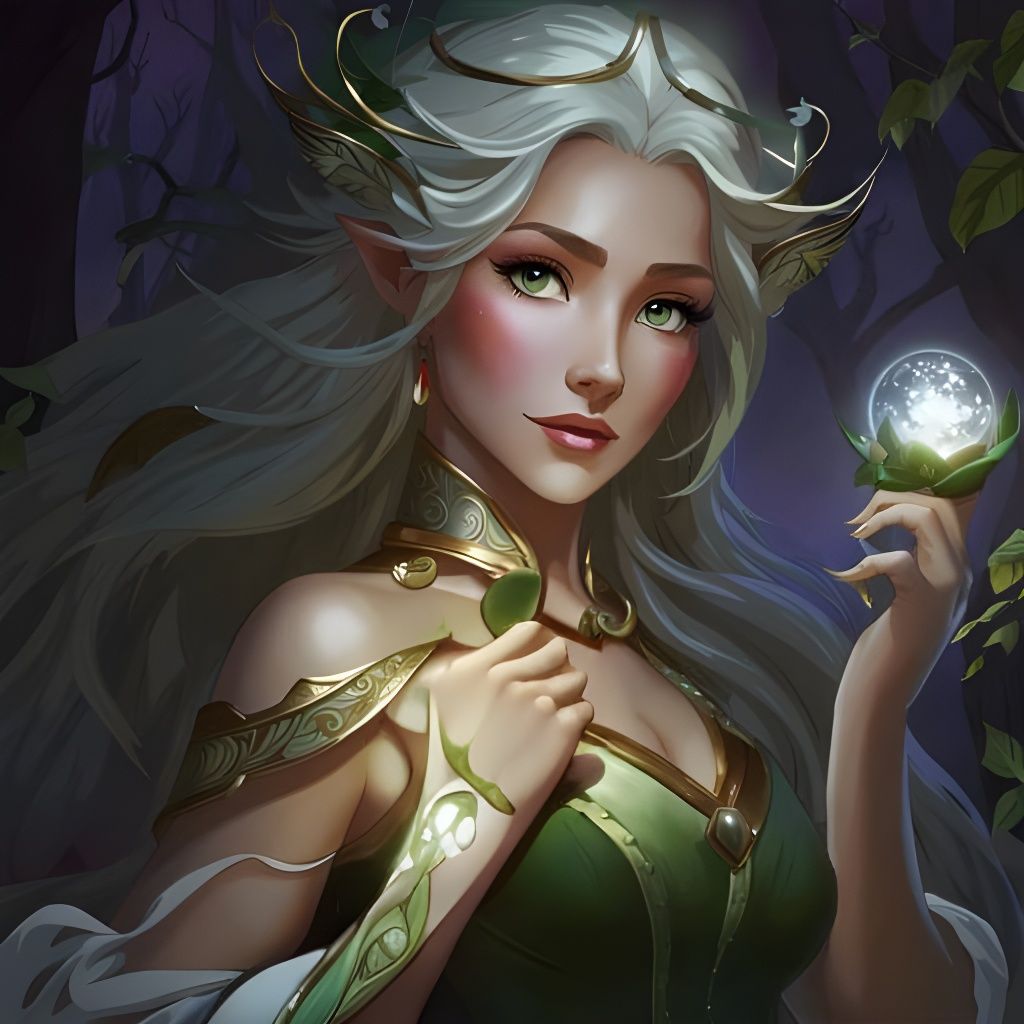 Enchanting Elf Queen Portrait in Anime Style