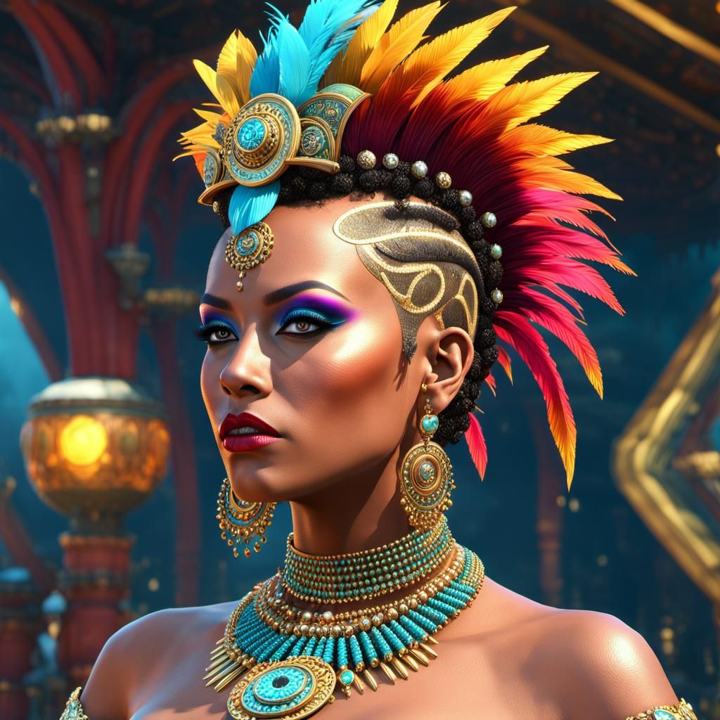 Punk Pirate Queen with Mohawk Hairstyle