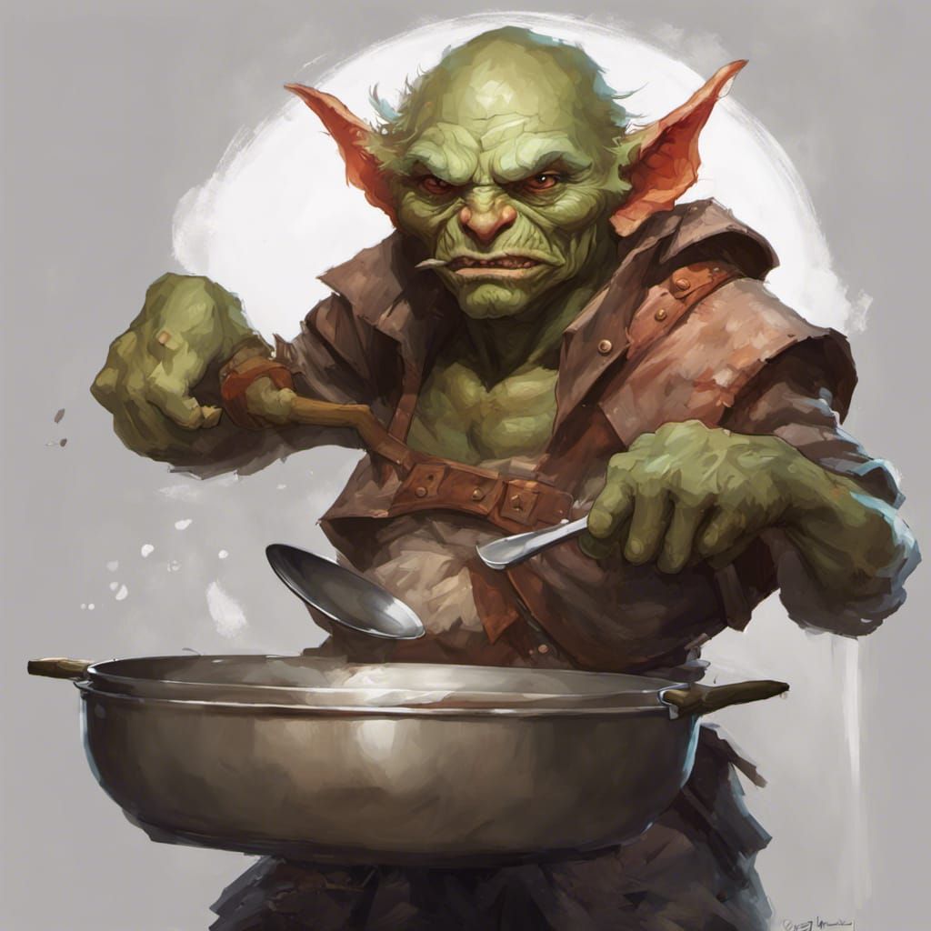 Goblin Fighter Portrait in Art Nouveau Style