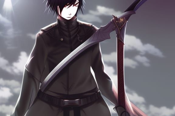 Emo Swordsman in Anime Style