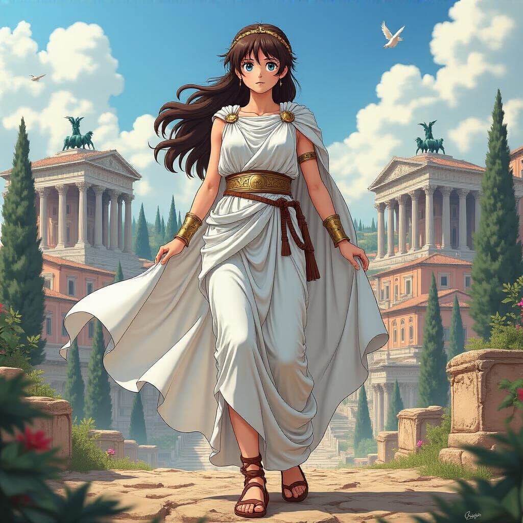 Anime Girl Heroine in Ancient Rome