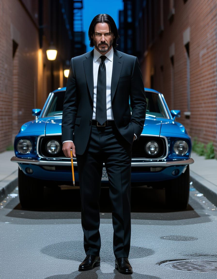 John Wick Portrait with Pencil, Alcohol Ink Style