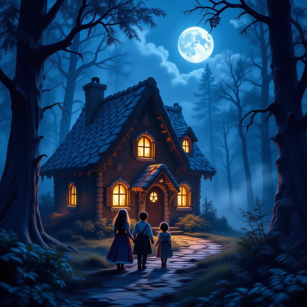 Hansel and Gretel Find Sinister Candy House