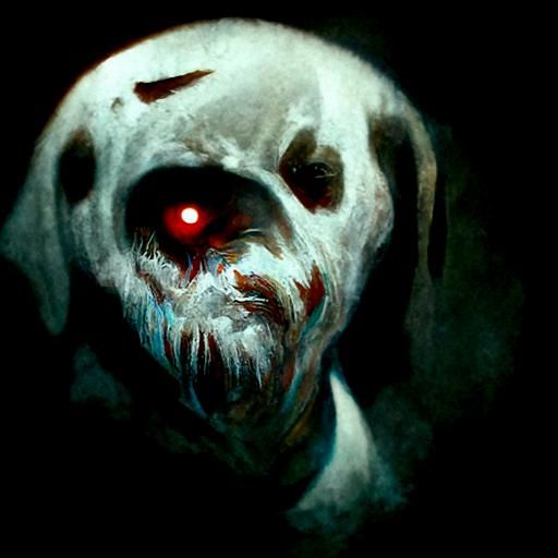 Sinister Dog Portrait in Dark Fantasy Style