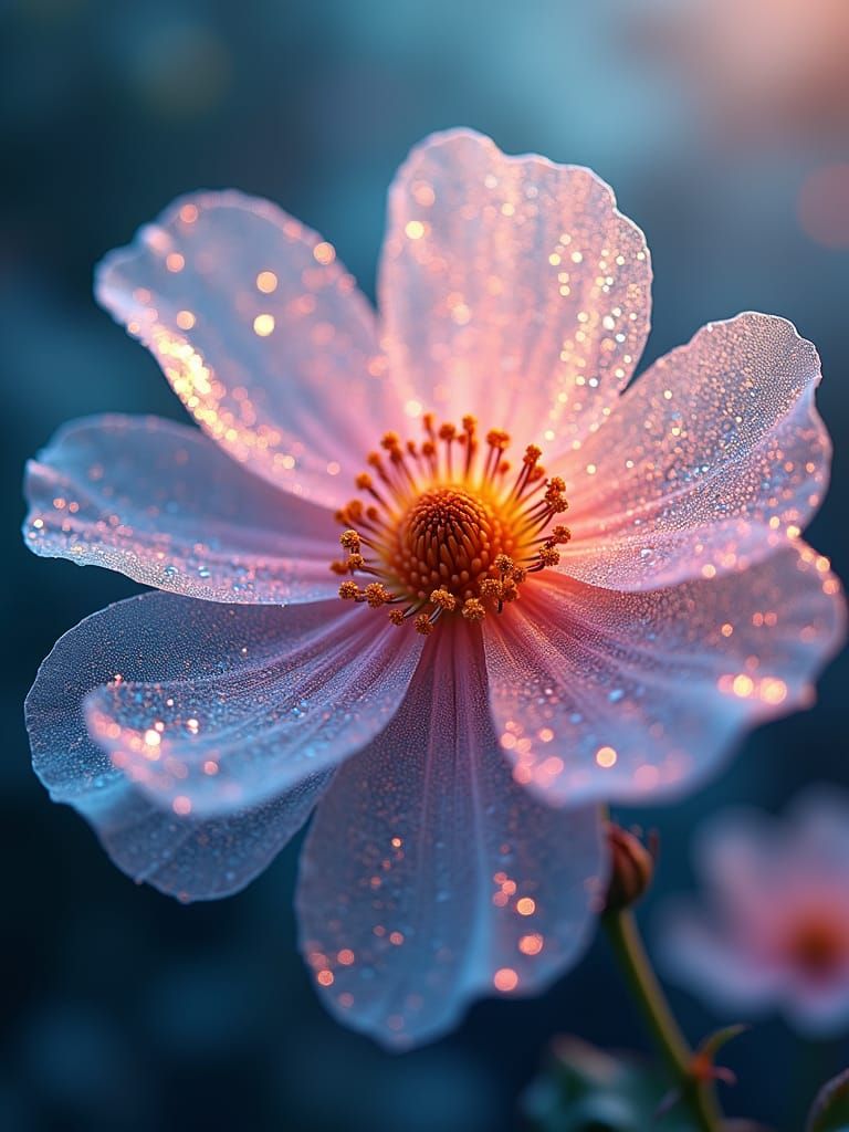 Water Flower Silhouette with Fractoluminescense