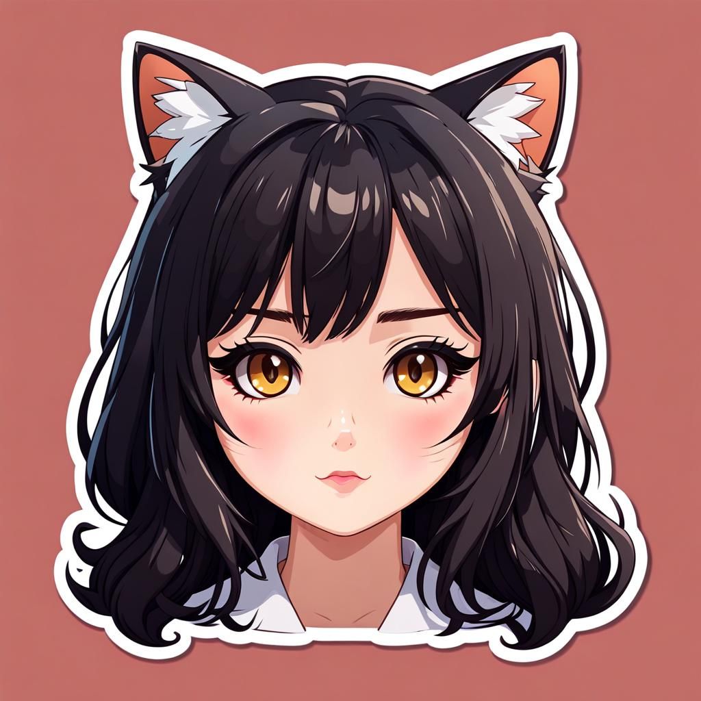 Kawaii Nekomimi Girl Sticker Design
