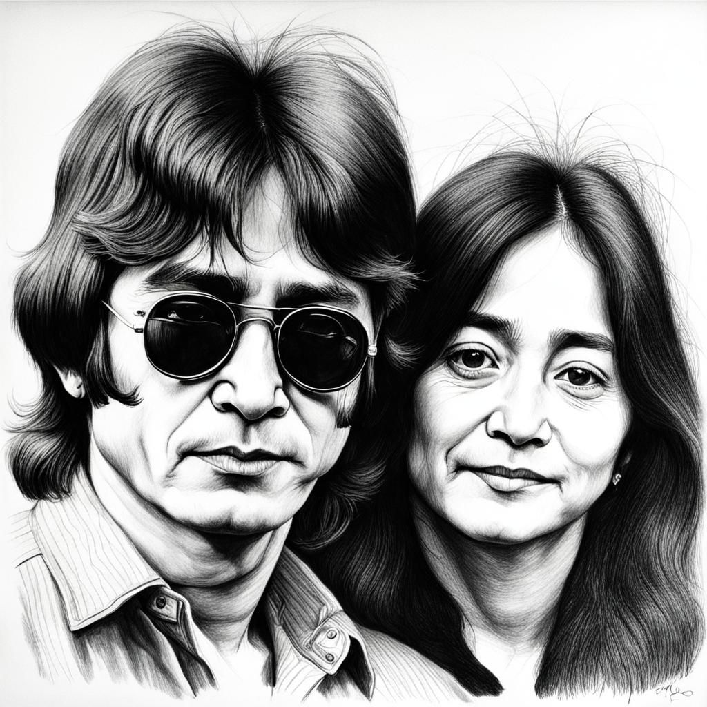 John and Yoko: A Realistic Pencil Portrait