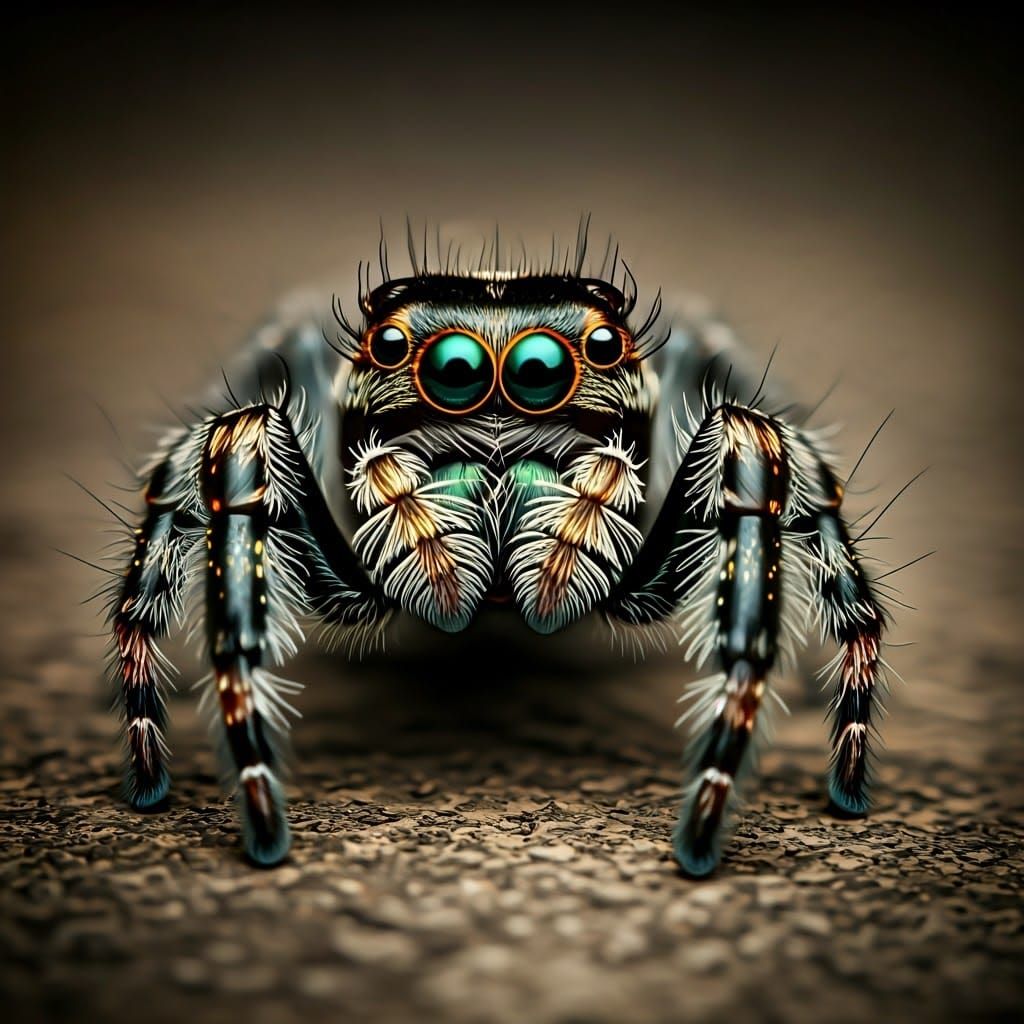 Grotesque Close-up of Fluffy Spider in Muted Colors