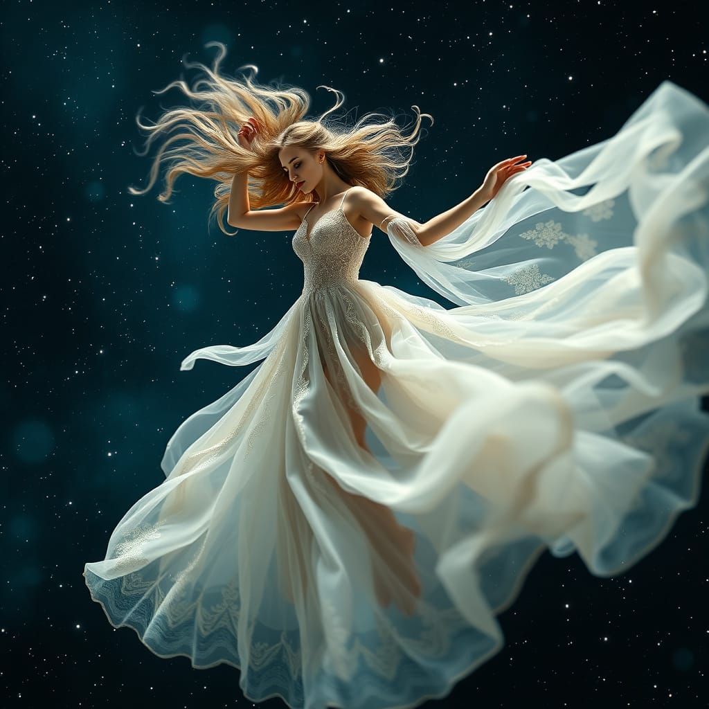 Celestial Goddess in Ethereal Dance
