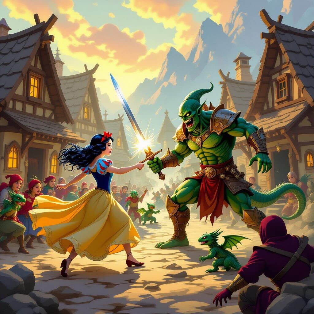 Snow White Battles Mummy With Dragon Allies