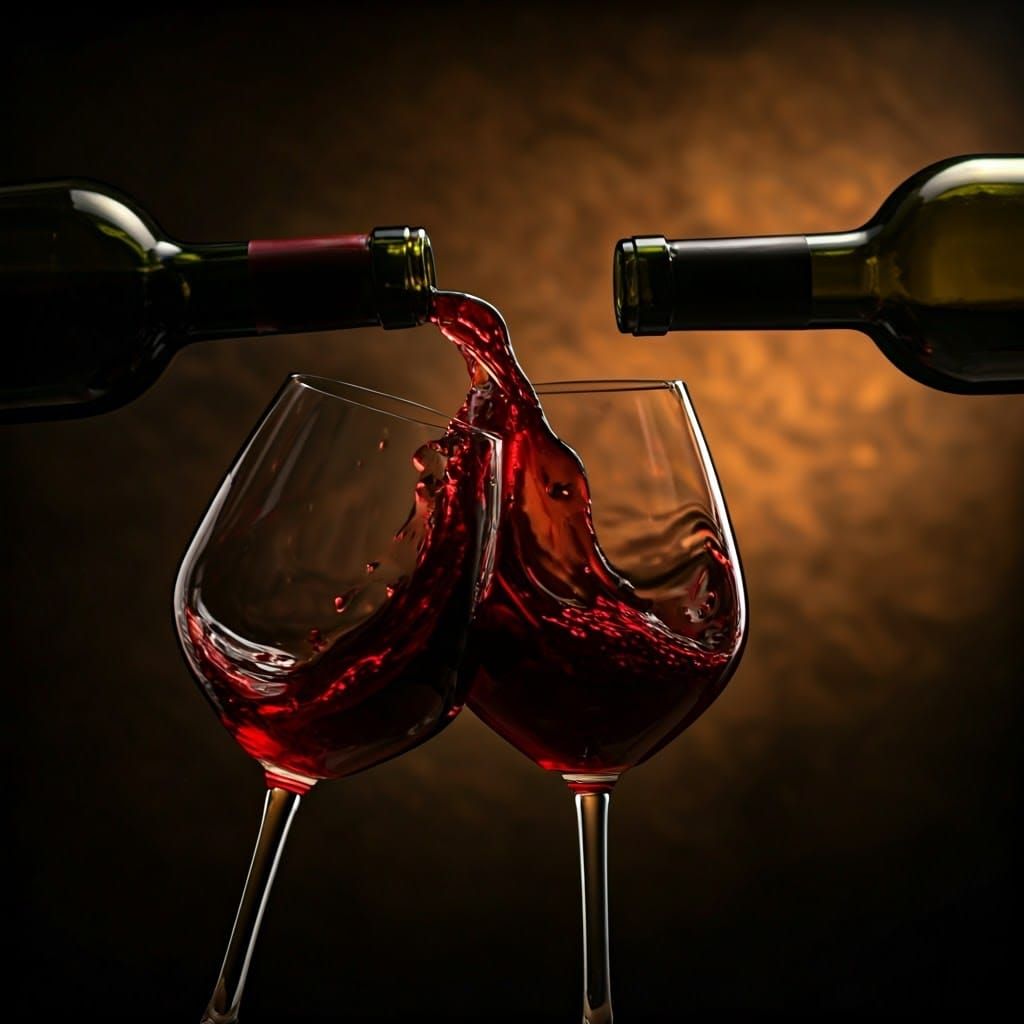 Wine Glasses Collide in Dramatic Red Splash