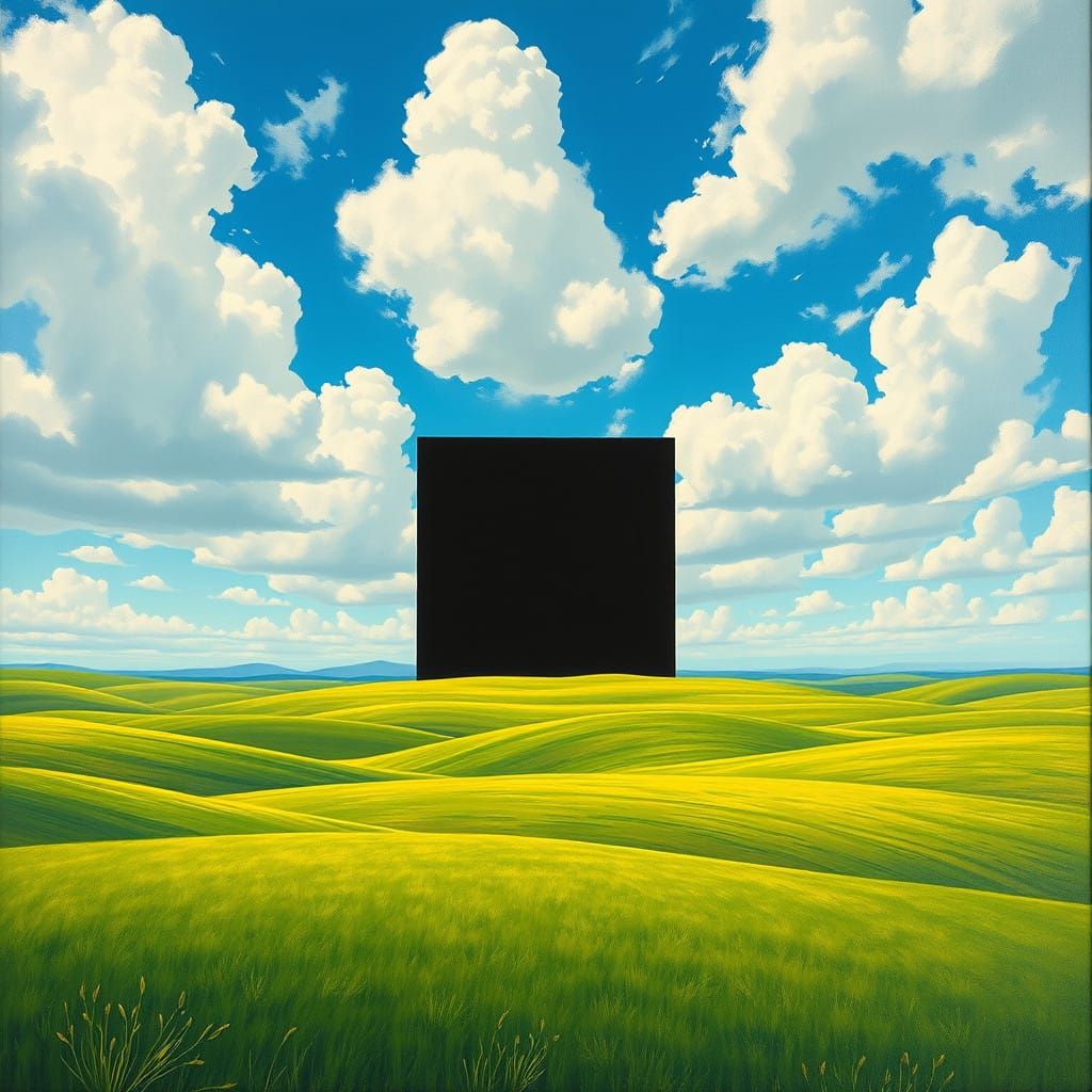 Ethereal Dreamcore Landscape with Disturbing Geometric Monol...