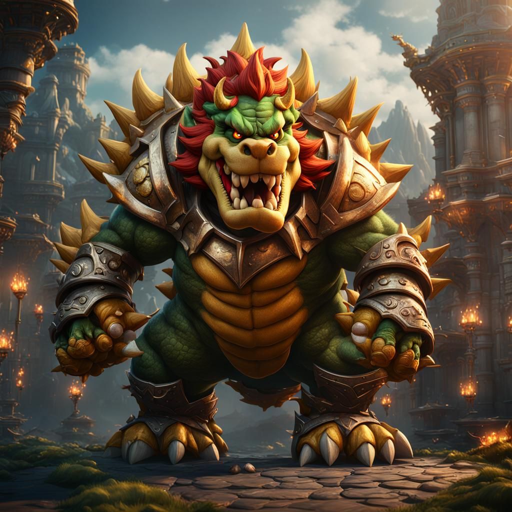 Detailed Matte Painting of Bowser in Deep Color