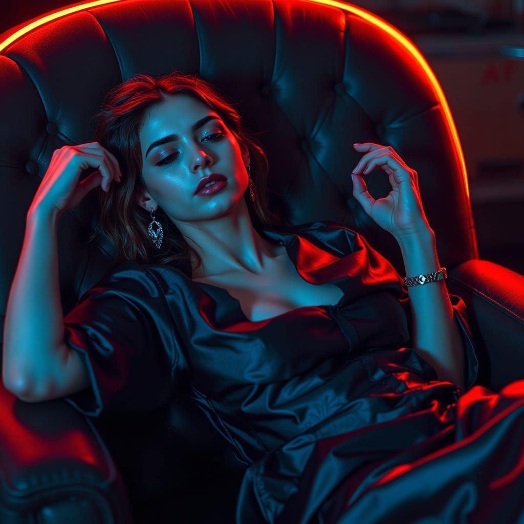 Futuristic Figure in Neon Glow