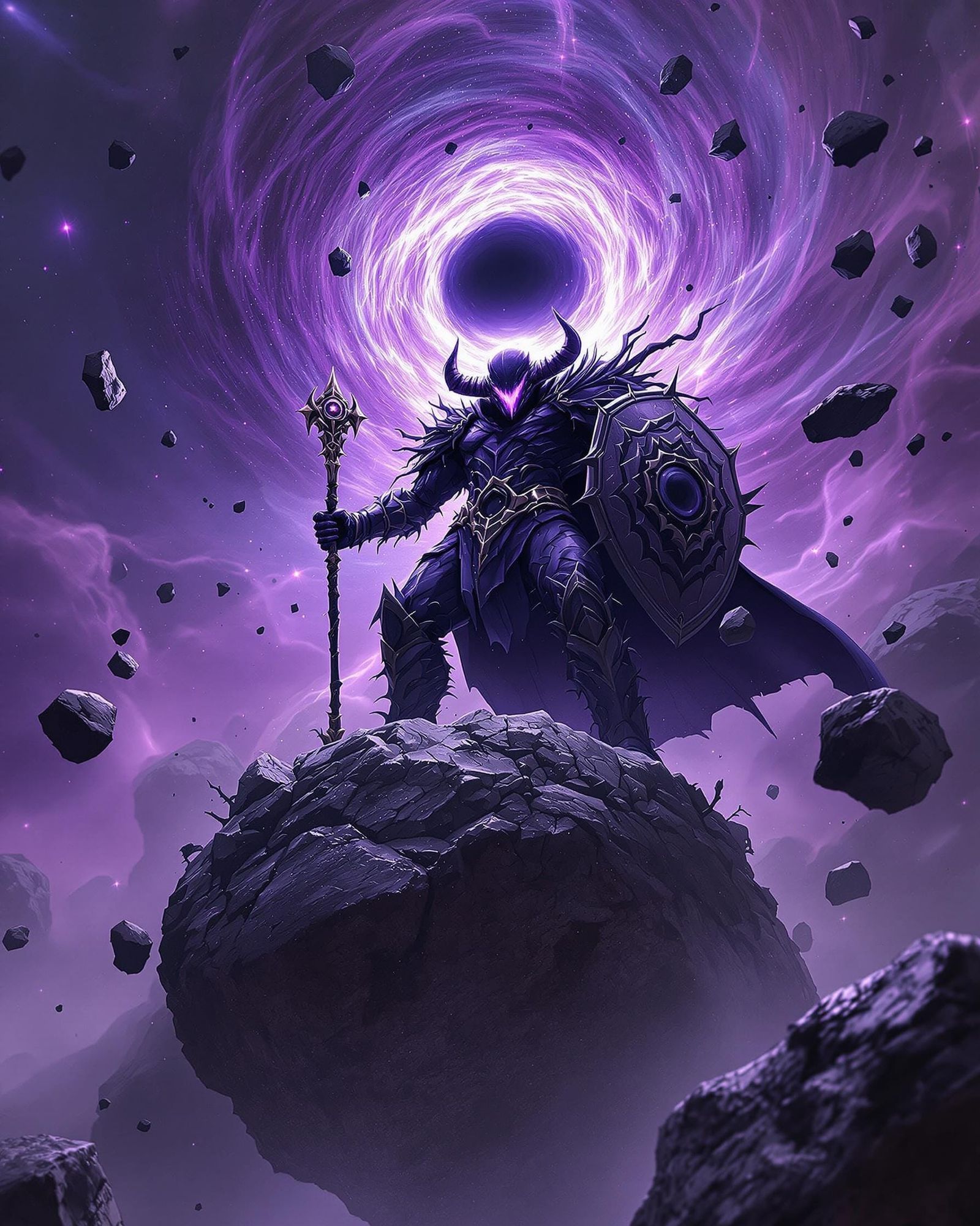 Cosmic Black Hole Monster Warrior in MOBA Style