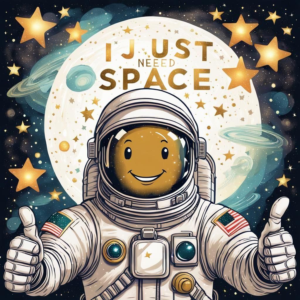 Retro Astronaut Thumbs-Up in Space Illustration