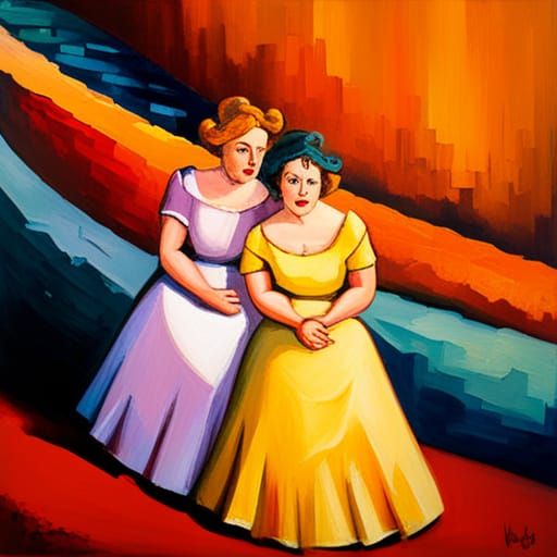 Ugly Stepsisters in Expressionist Oil Painting