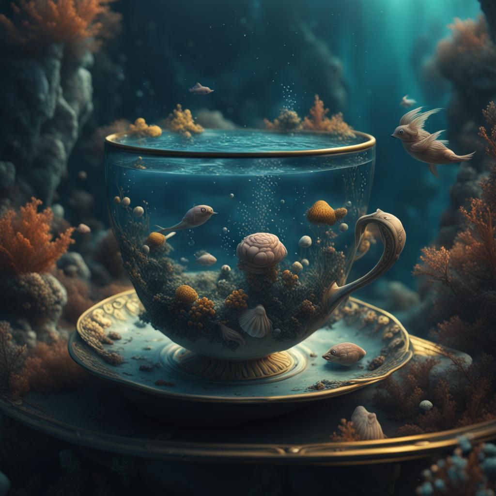 Underwater Teacup: Detailed Matte Painting