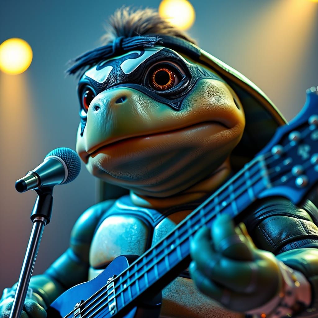 Turtle Rocks Out in KISS Makeup: CGI Art