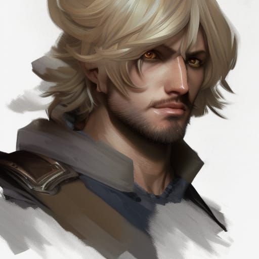 Heroic Portrait of Blonde Leon Belmont in Digital Art Style