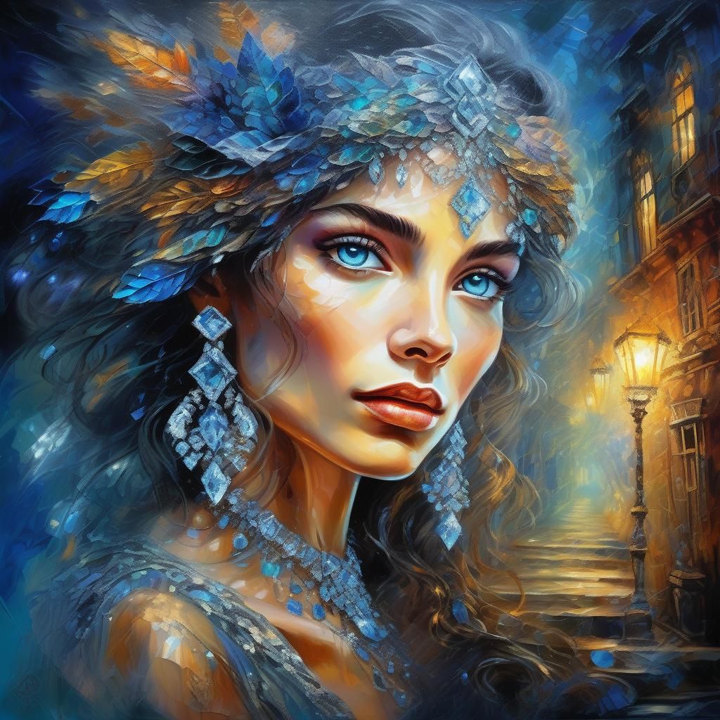 Mysterious Diamond Lady in Fantasy Art Style