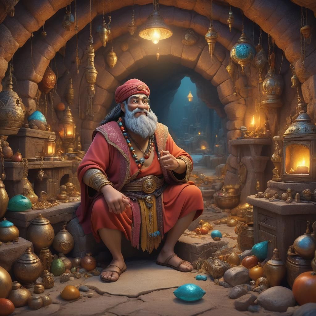 Ali Baba's Treasure Cave: 3D Digital Art